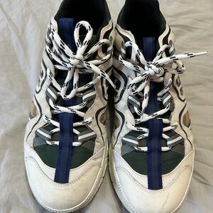 Stylish White and Blue Sneakers